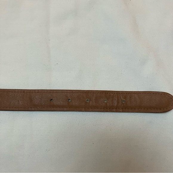 VTG Talbots Womens Sz. L Brown Leather Plaid Tweed Patchwork Belt Preppy - Picture 8 of 10